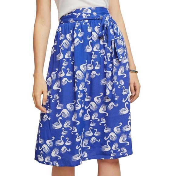 NEW Anthropologie Porridge Swan Getaway Skirt XS Blue White A-Line NWT‎ - Picture 1 of 13